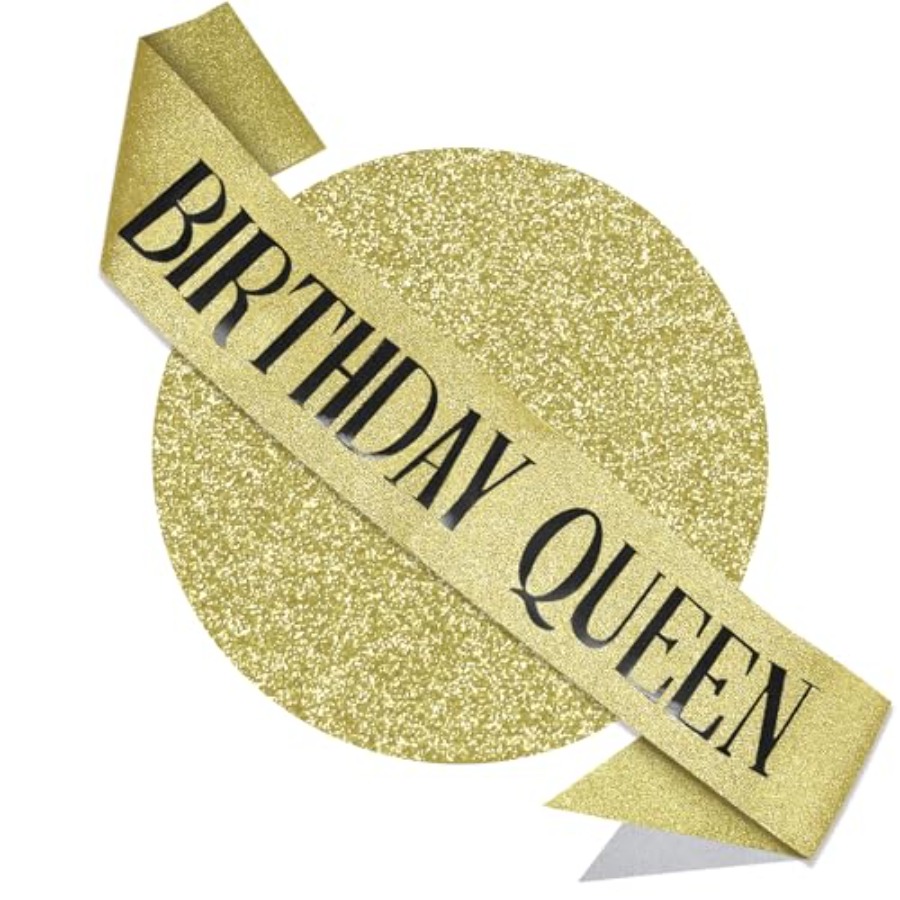 Birthday Sash Glitter - Birthday Queen Sash Glitter Gold Party