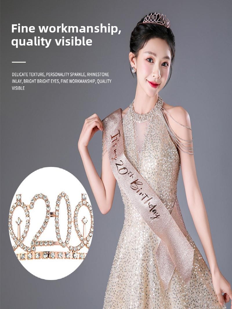Champagne Gold Sparkle Crown S - Birthday Sash Glitter avaliação e preço