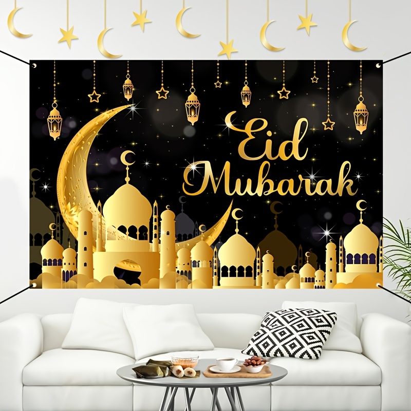 VIKAMA Eid Al Fitr Happy Backg - Party Banner Gold avaliação e preço