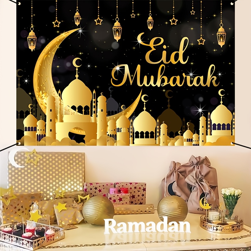 VIKAMA Eid Al Fitr Happy Backg - Party Banner Gold avaliação e preço