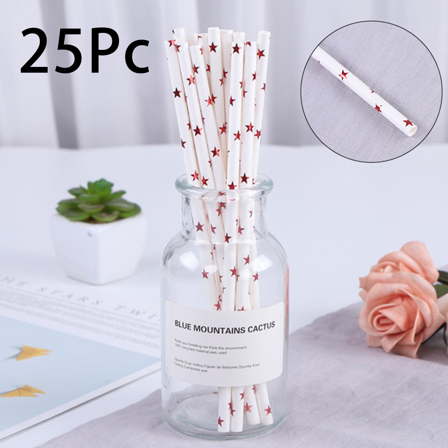25 Pcs Colorful Disposable Pap - Paper Straw Color avaliação e preço