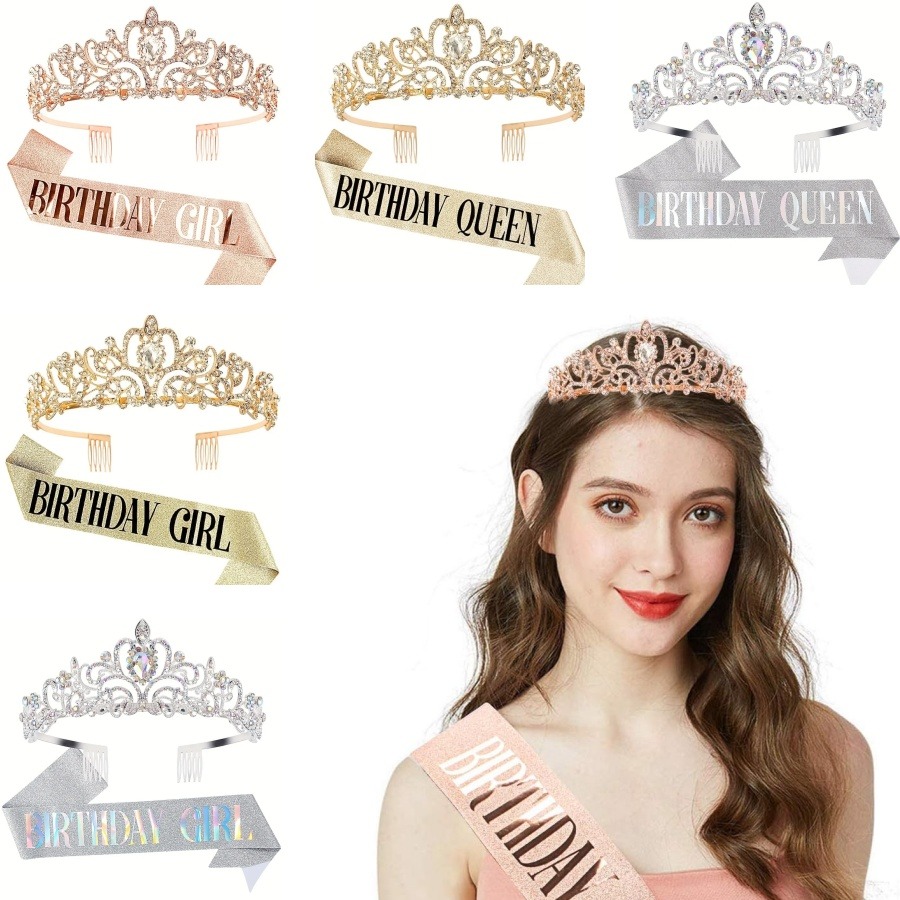 2pcs/Set Bling Rhinestone Crys - Birthday Sash Glitter avaliação e preço
