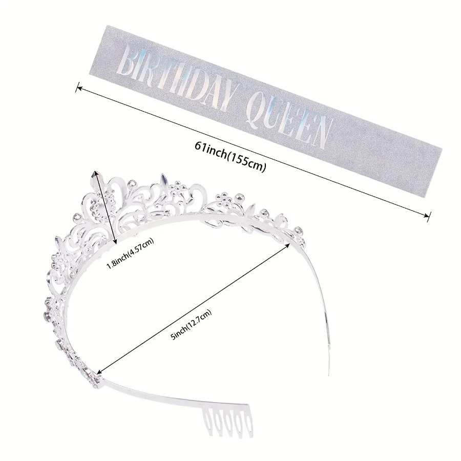 2pcs/Set Bling Rhinestone Crys - Birthday Sash Glitter avaliação e preço
