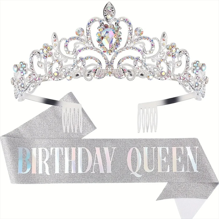 2pcs/Set Bling Rhinestone Crys - Birthday Sash Glitter avaliação e preço