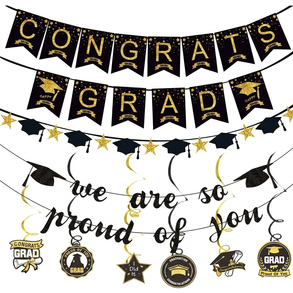 Graduation Party Decoration Se - Party Banner Gold avaliação e preço