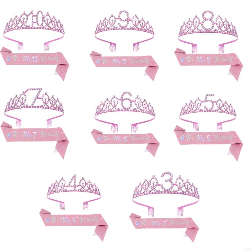 Glittering Pink Birthday Tiara - Birthday Sash Glitter avaliação e preço
