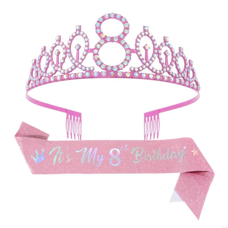 Glittering Pink Birthday Tiara - Birthday Sash Glitter avaliação e preço