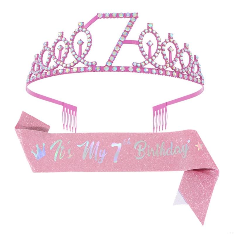 Glittering Pink Birthday Tiara - Birthday Sash Glitter avaliação e preço