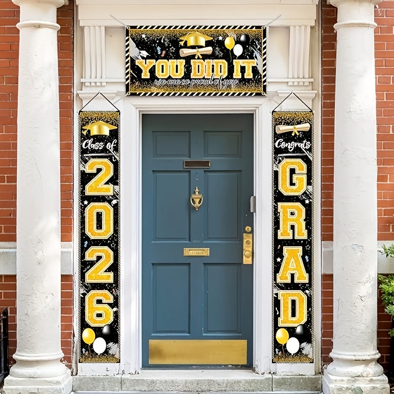 2D 3Pcs 2026 Graduation Banner - Party Banner Gold avaliação e preço