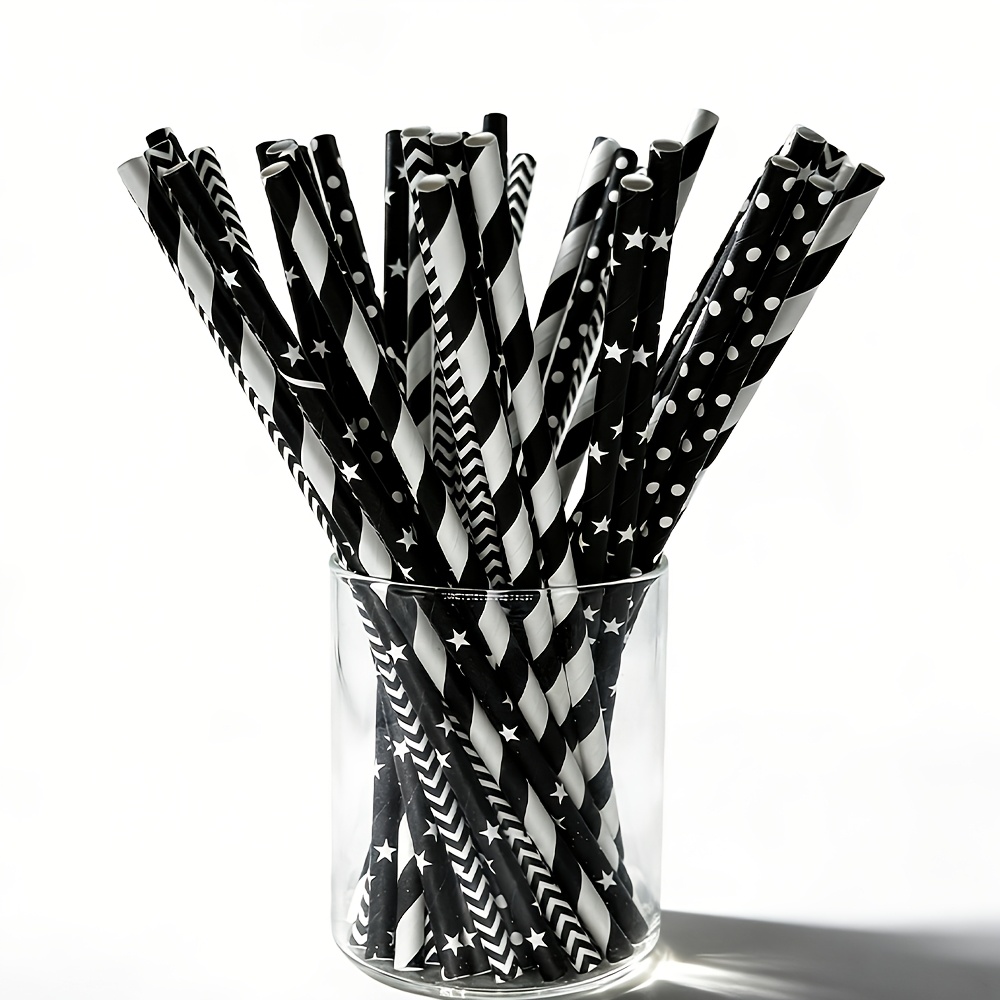 100pcs of disposable black mix - Paper Straw Color avaliação e preço