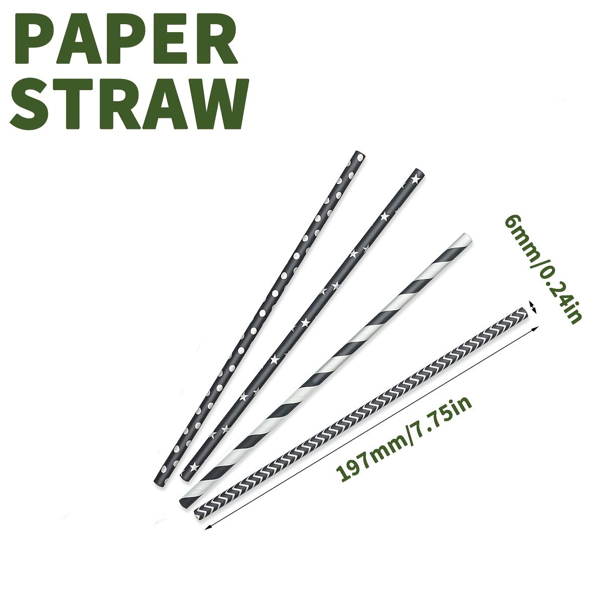 100pcs of disposable black mix - Paper Straw Color avaliação e preço