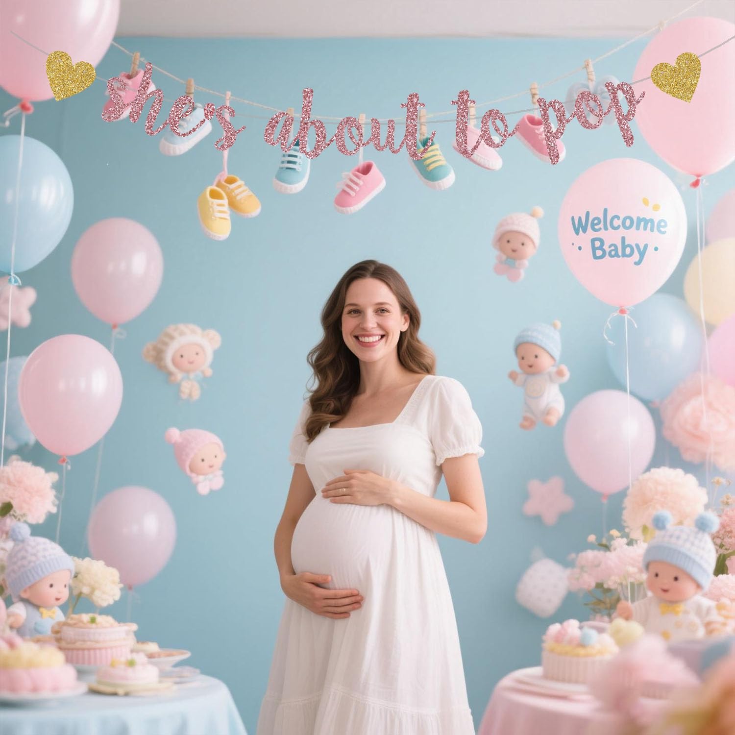 She's About to Pop Banner,Rose - Party Banner Gold avaliação e preço