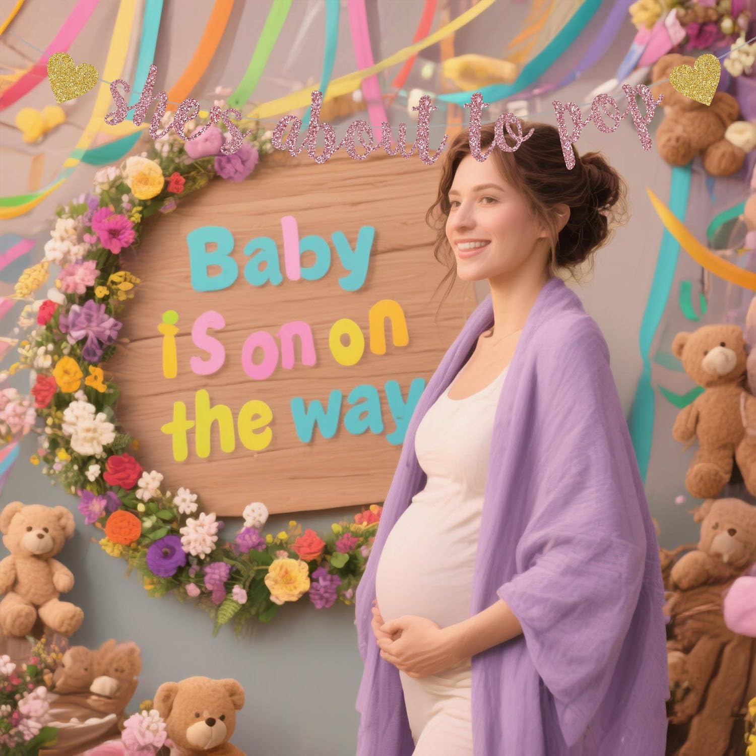 She's About to Pop Banner,Rose - Party Banner Gold avaliação e preço