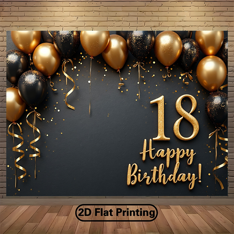 2D 1Pc Black & Gold Balloons B - Party Banner Gold avaliação e preço