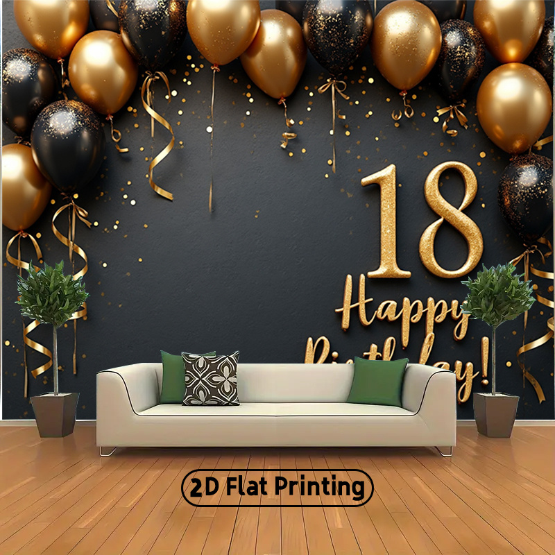 2D 1Pc Black & Gold Balloons B - Party Banner Gold avaliação e preço
