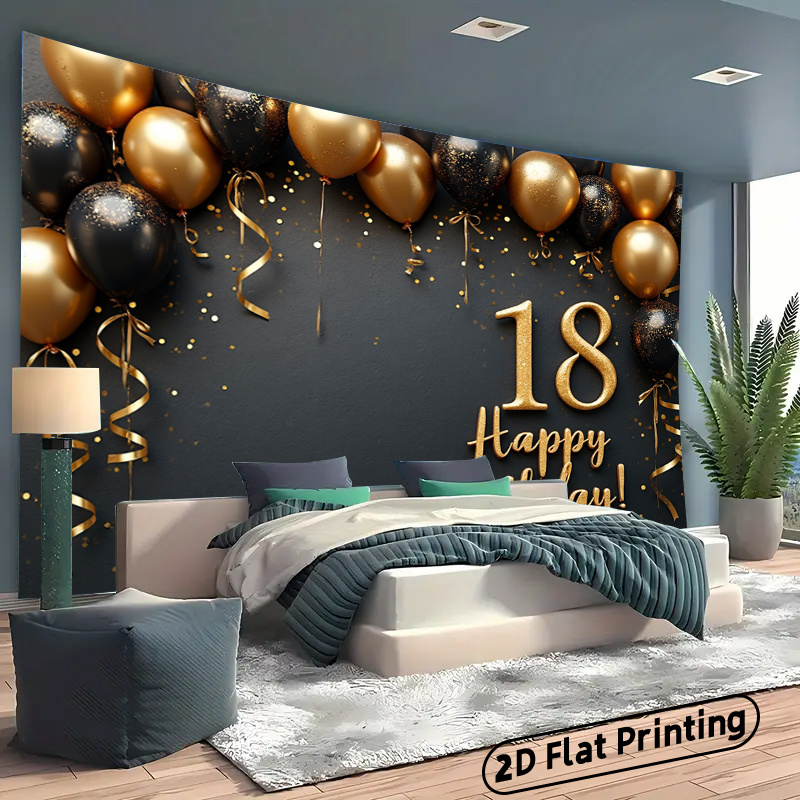 2D 1Pc Black & Gold Balloons B - Party Banner Gold avaliação e preço