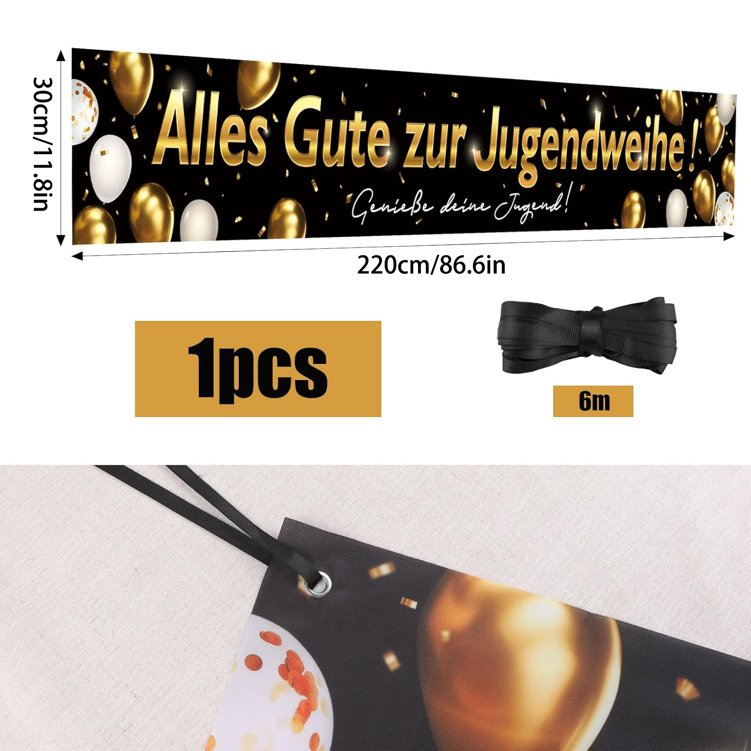 Jugendweihe Deko,Jugendweihe B - Party Banner Gold avaliação e preço
