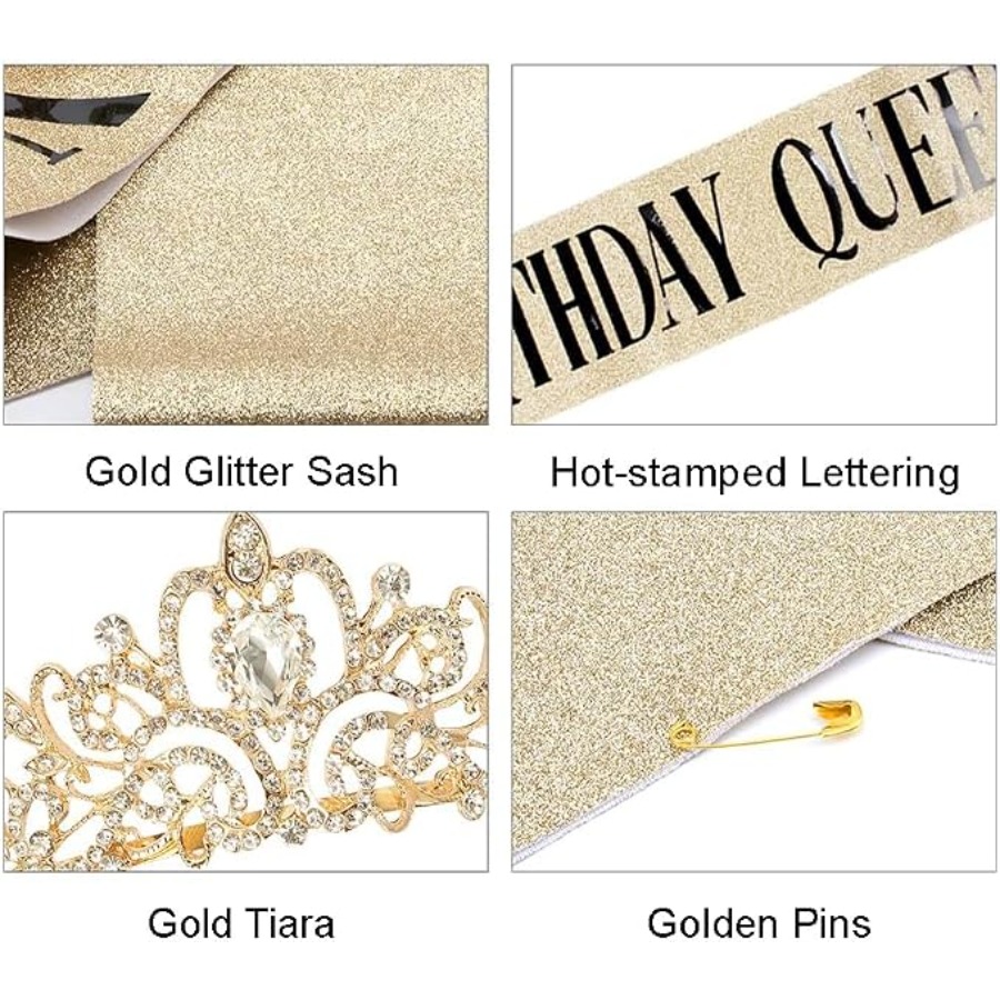 Birthday Queen Sash & Rhinesto - Birthday Sash Glitter avaliação e preço