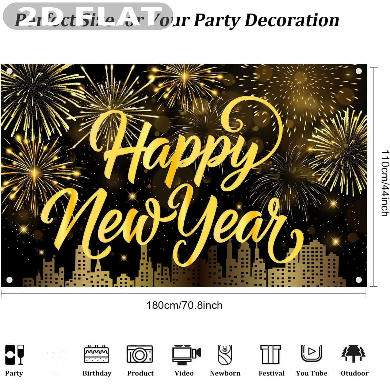 1pc Happy New Year Party Photo - Party Banner Gold avaliação e preço