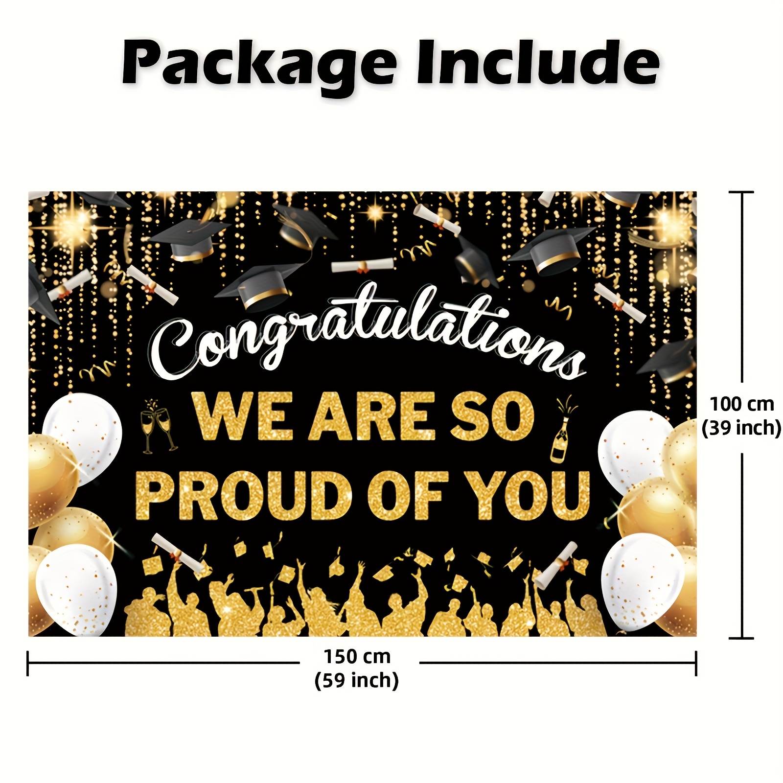 2D FlatGraduation Party Banner - Party Banner Gold avaliação e preço