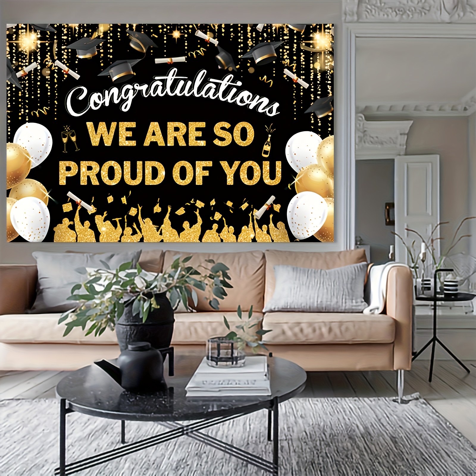 2D FlatGraduation Party Banner - Party Banner Gold avaliação e preço