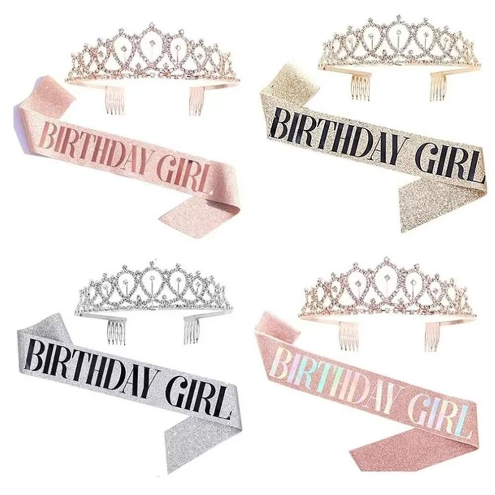 2Pcs/Set New Glitter Birthday  - Birthday Sash Glitter avaliação e preço