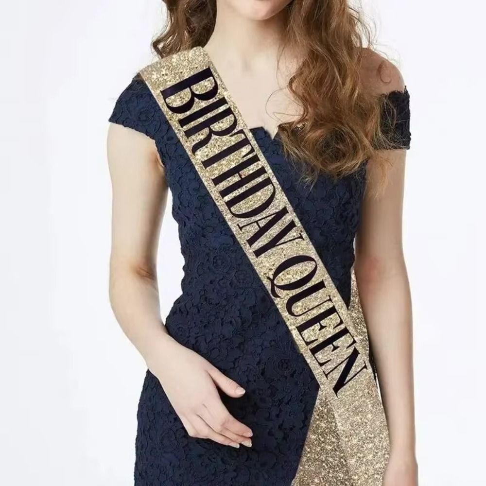 2Pcs/Set New Glitter Birthday  - Birthday Sash Glitter avaliação e preço