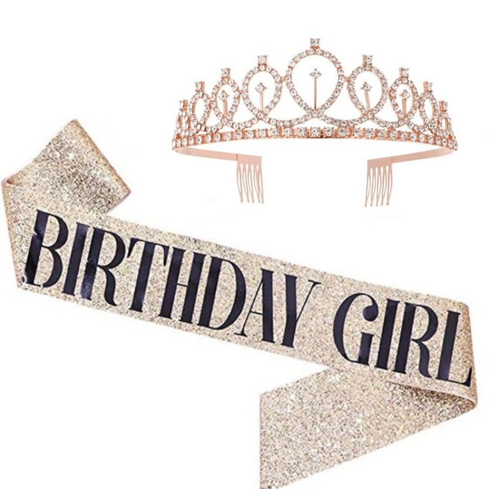 2Pcs/Set New Glitter Birthday  - Birthday Sash Glitter avaliação e preço