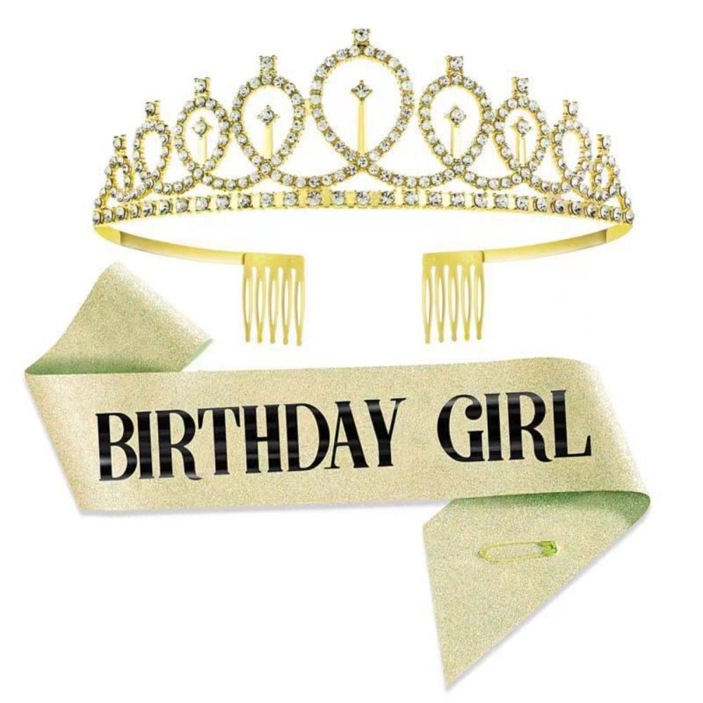 2Pcs/Set New Glitter Birthday  - Birthday Sash Glitter avaliação e preço