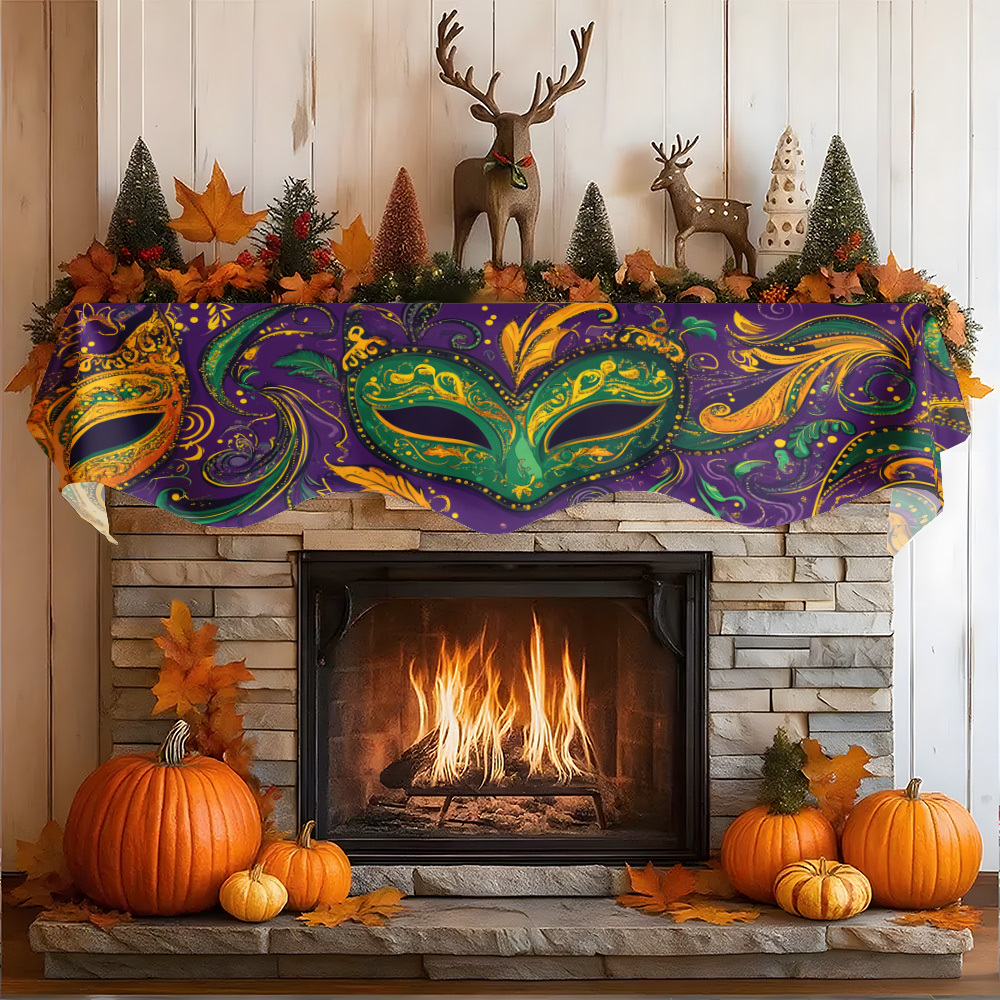 1Pc Carnival Mask Fireplace Sc - Party Banner Gold avaliação e preço