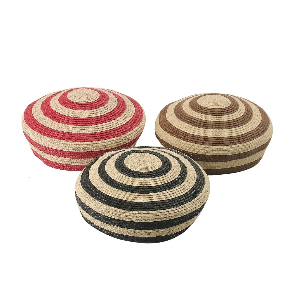 Brim Hat Striped Pattern Straw - Paper Straw Color avaliação e preço