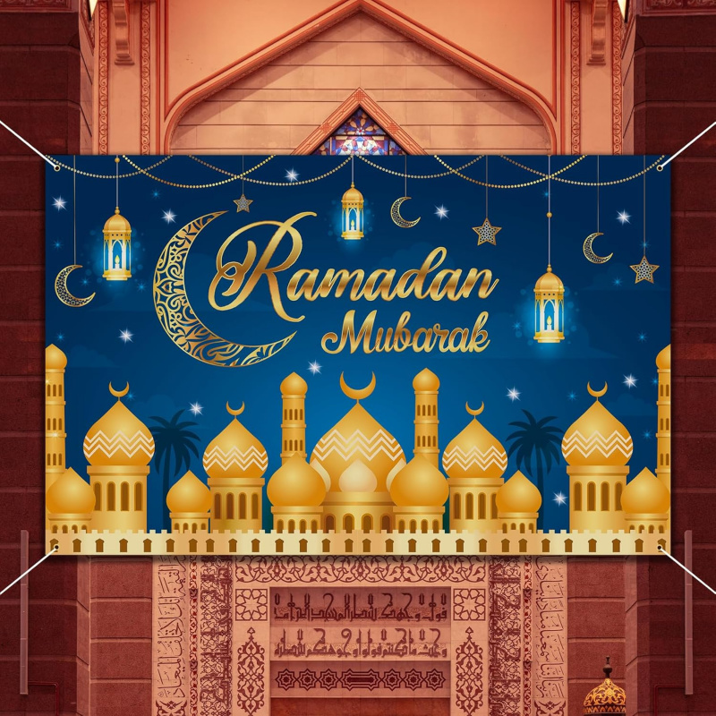 VIKAMA Ramadan Mubarak Blue Go - Party Banner Gold avaliação e preço