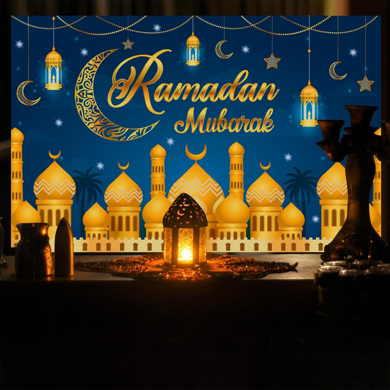 VIKAMA Ramadan Mubarak Blue Go - Party Banner Gold avaliação e preço