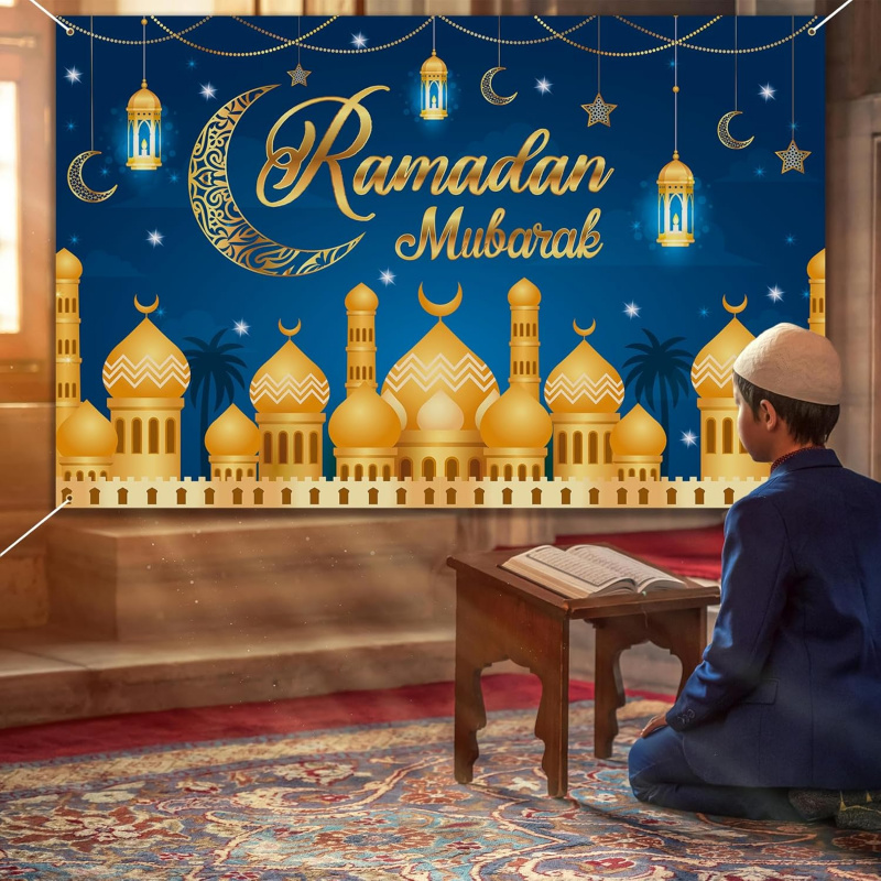 VIKAMA Ramadan Mubarak Blue Go - Party Banner Gold avaliação e preço