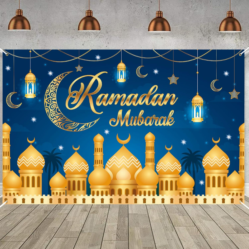VIKAMA Ramadan Mubarak Blue Go - Party Banner Gold avaliação e preço