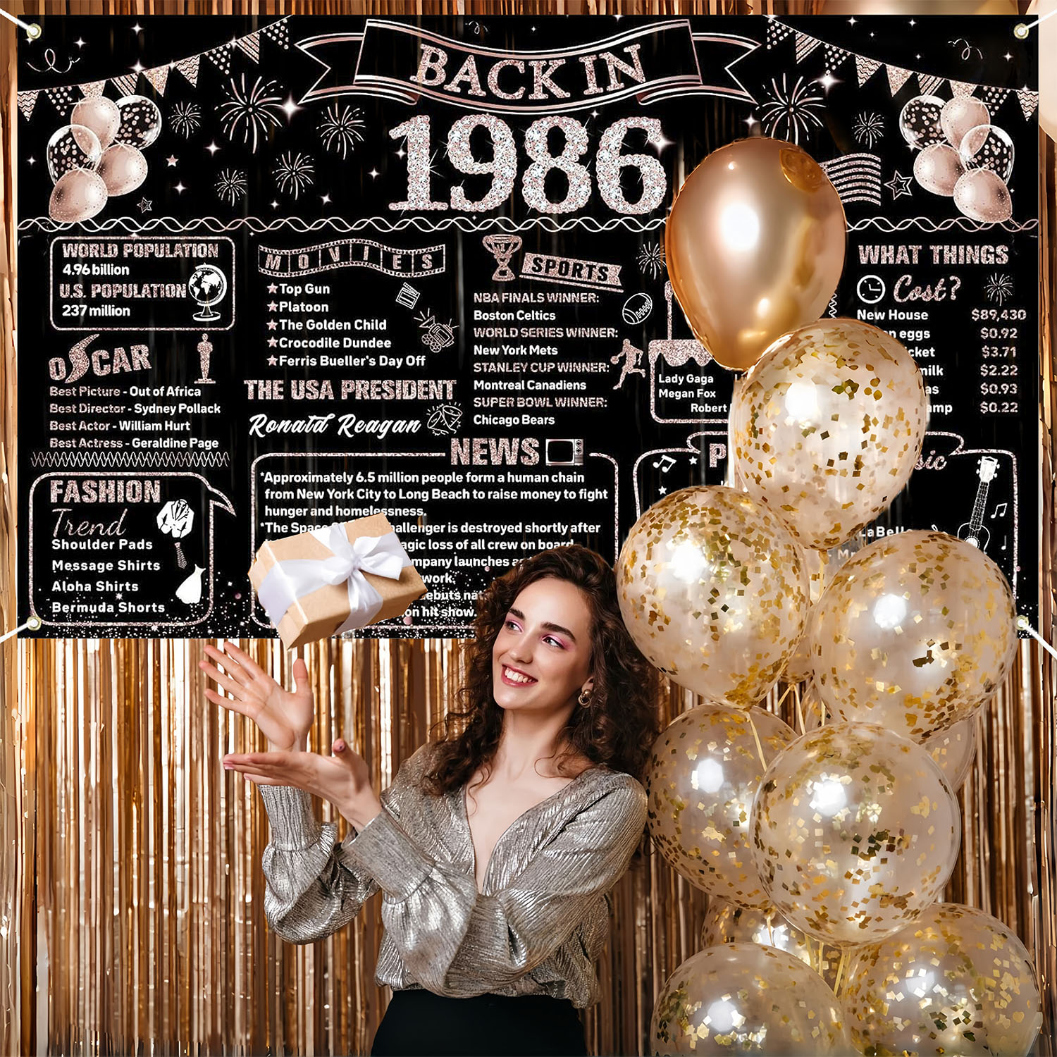 40th Birthday Decorations for  - Party Banner Gold avaliação e preço
