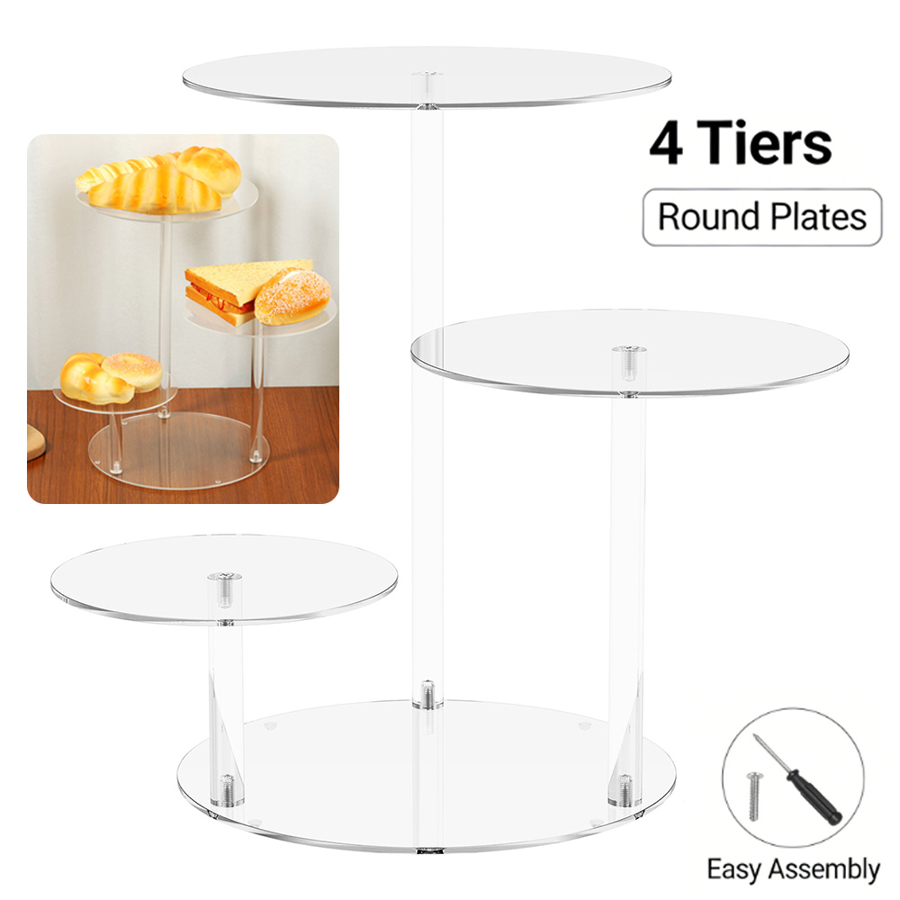 4 Tier Cake Stand Acrylic Tran - Cupcake Stand Tier avaliação e preço