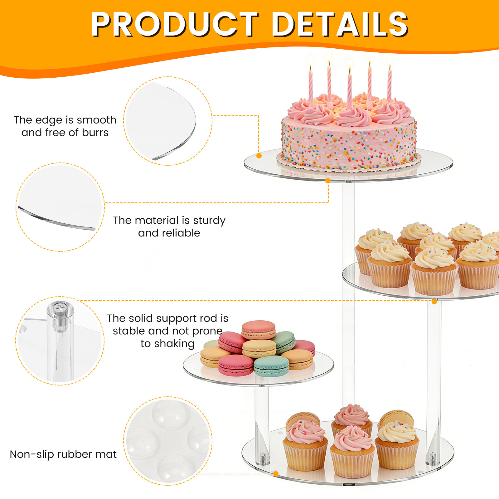 4 Tier Cake Stand Acrylic Tran - Cupcake Stand Tier avaliação e preço