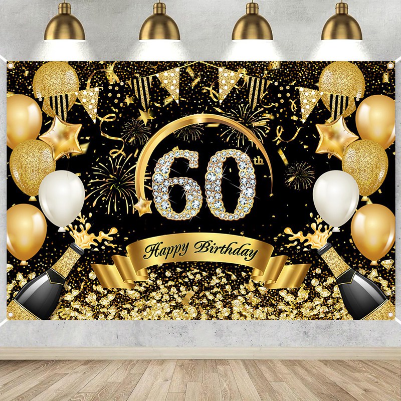 Happy 30th 40th 50th Birthday  - Party Banner Gold avaliação e preço