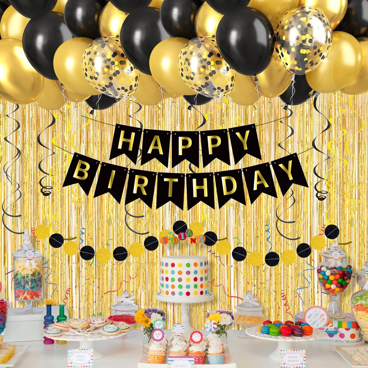 Black Gold Happy Birthday Deco - Party Banner Gold avaliação e preço