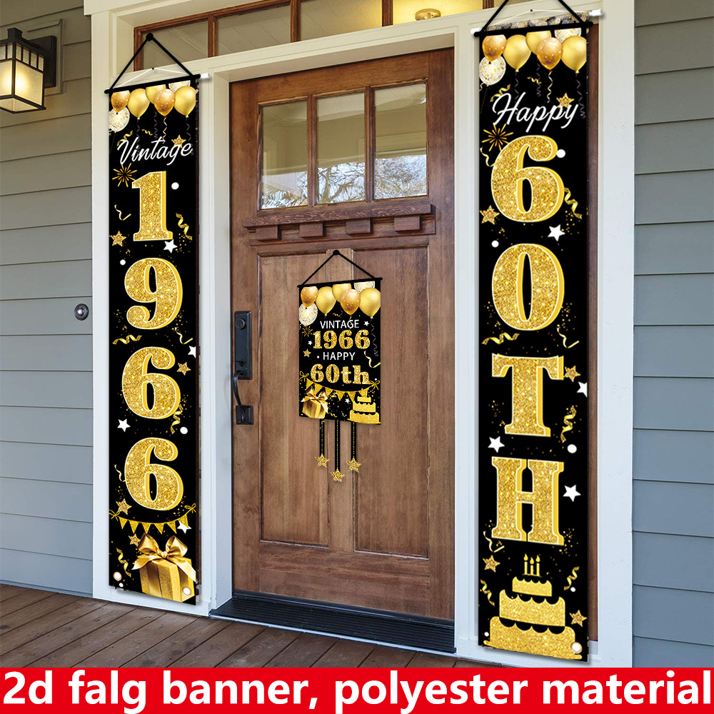 2D Flat 3-Piece 60th Birthday  - Party Banner Gold avaliação e preço