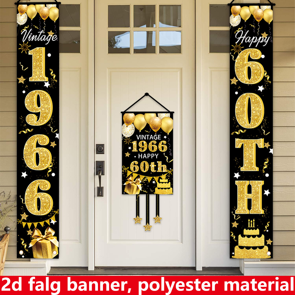 2D Flat 3-Piece 60th Birthday  - Party Banner Gold avaliação e preço