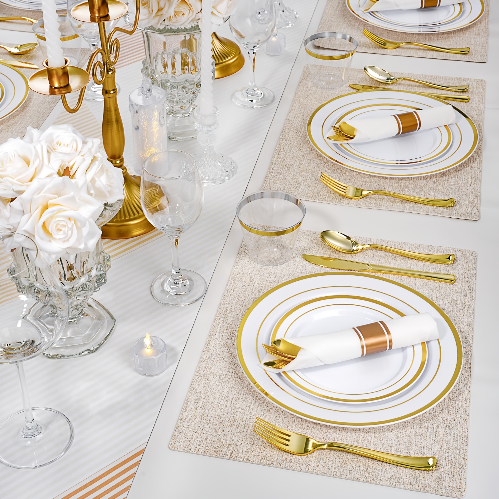 700-Piece Elegant Golden-Trimm - Napkin Folding Set avaliação e preço