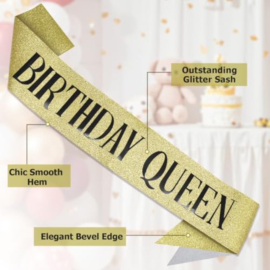Birthday Queen Sash Glitter Go - Birthday Sash Glitter avaliação e preço