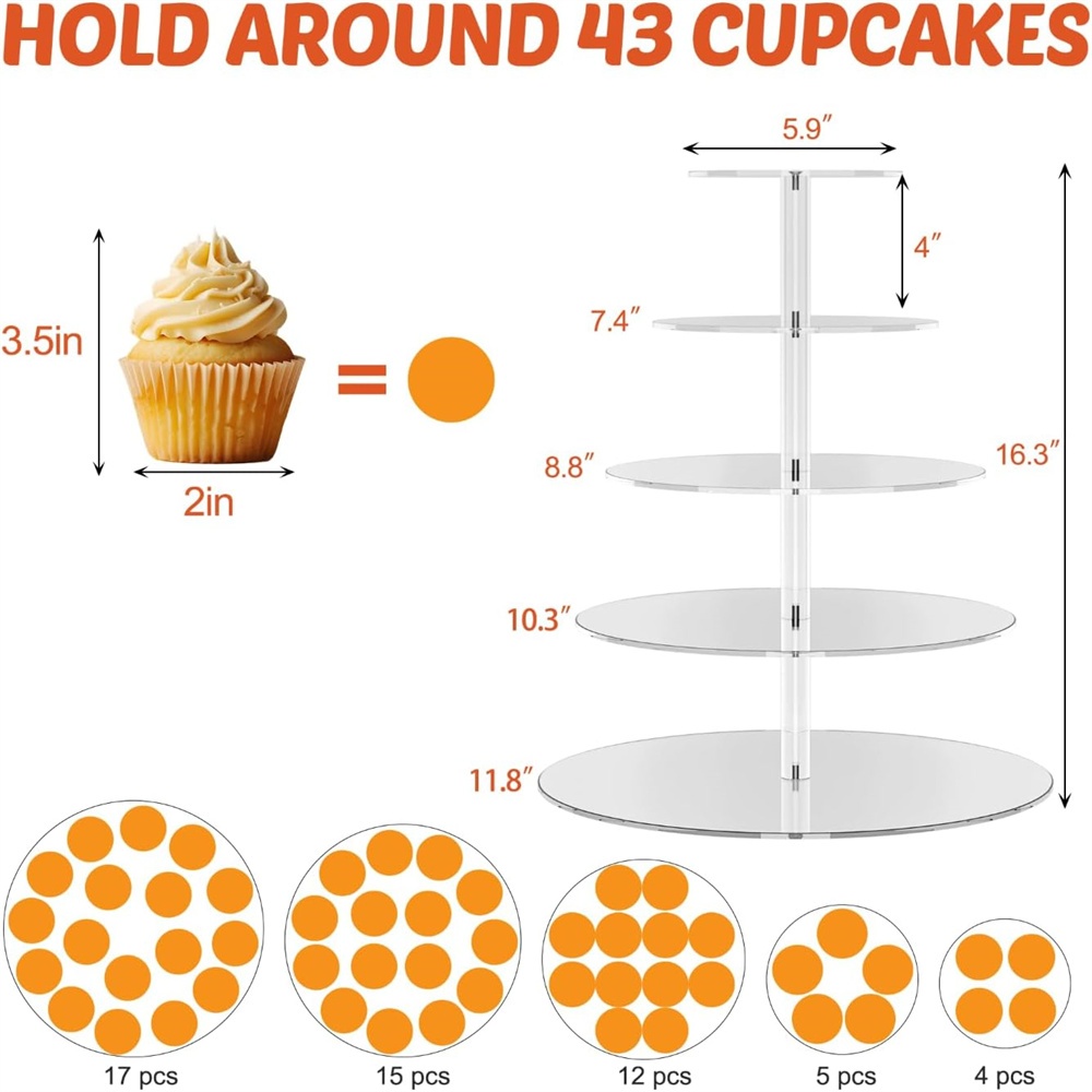1pack 3/4/5 Tier Acrylic Round - Cupcake Stand Tier avaliação e preço