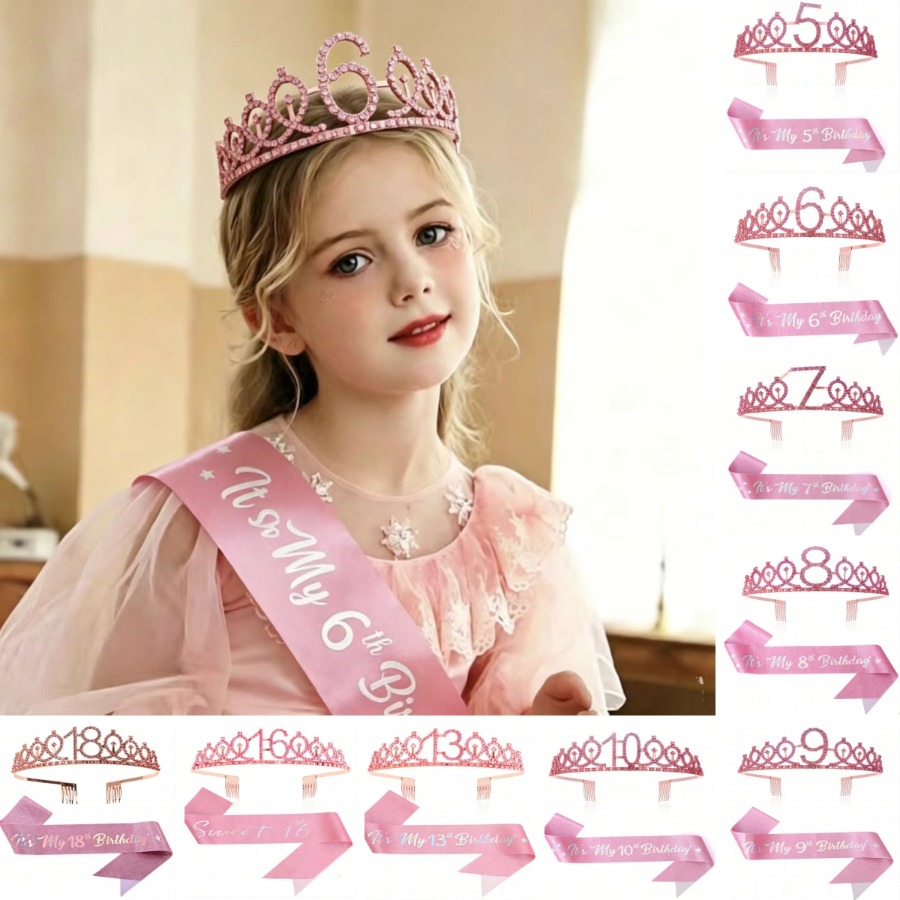 Glitter Birthday Crown Sash Wo - Birthday Sash Glitter avaliação e preço