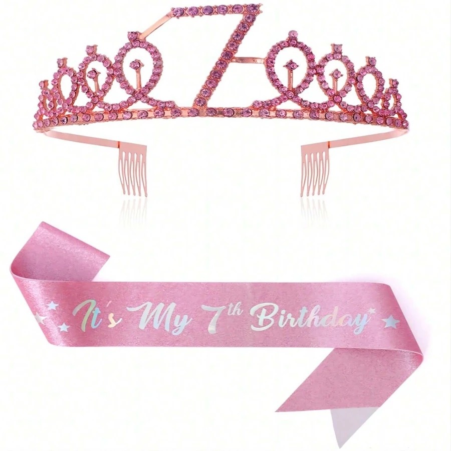 Glitter Birthday Crown Sash Wo - Birthday Sash Glitter avaliação e preço