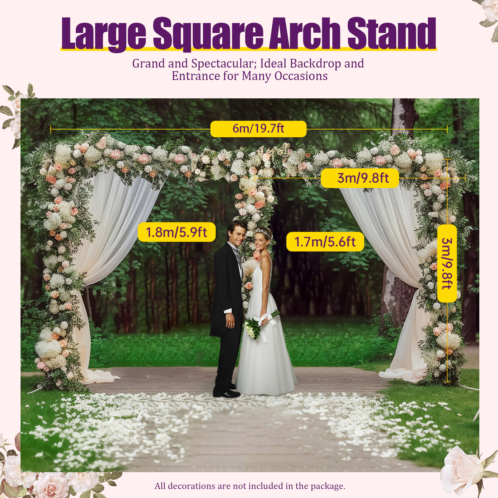 3x6m/10x20ft Metal Wedding Arc - Photo Booth Frame avaliação e preço