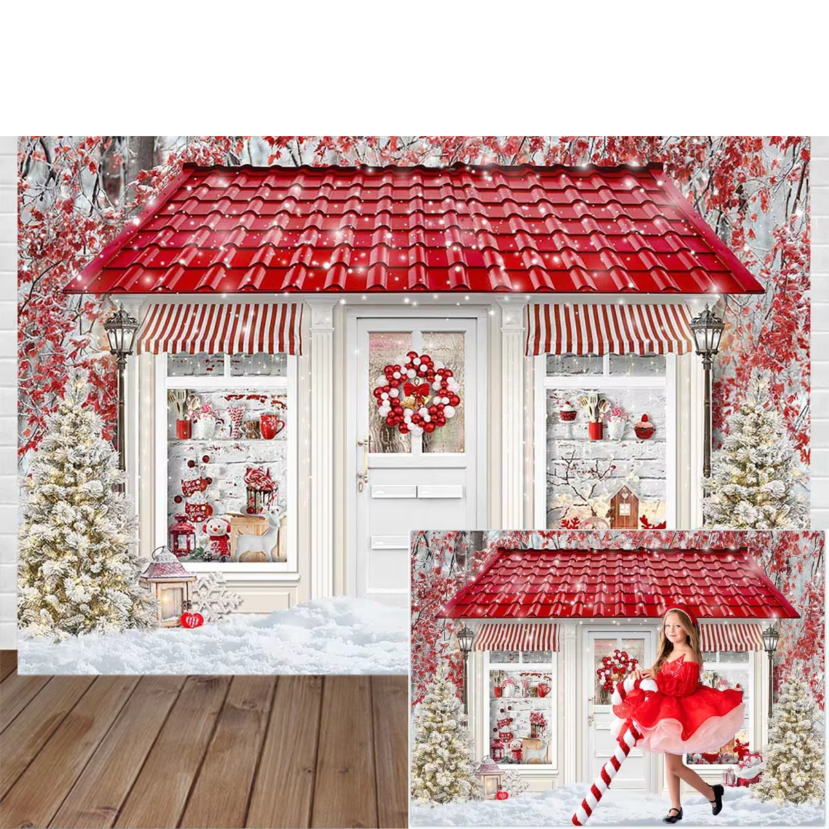 Winter Christmas Window Backgr - Party Event Supply Store avaliação e preço