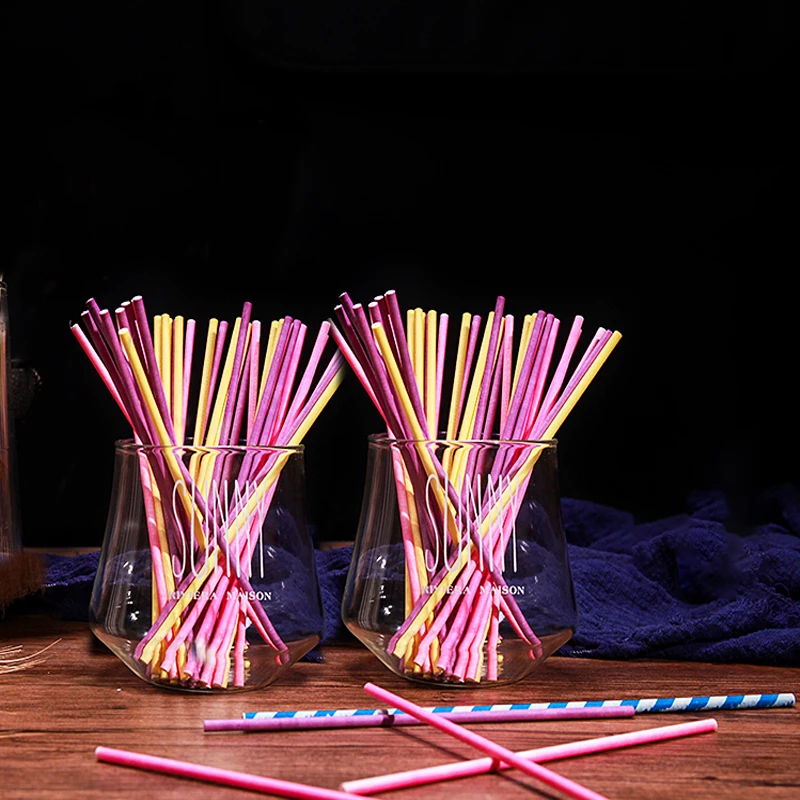 100Pcs/Lot Paper Lollipop Stic - Paper Straw Color avaliação e preço